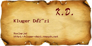Kluger Dézi névjegykártya